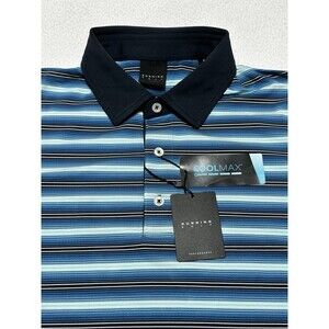 Dunning Polo Golf Shirt Mens Medium Performance CoolMax Preppy NWT New Striped
